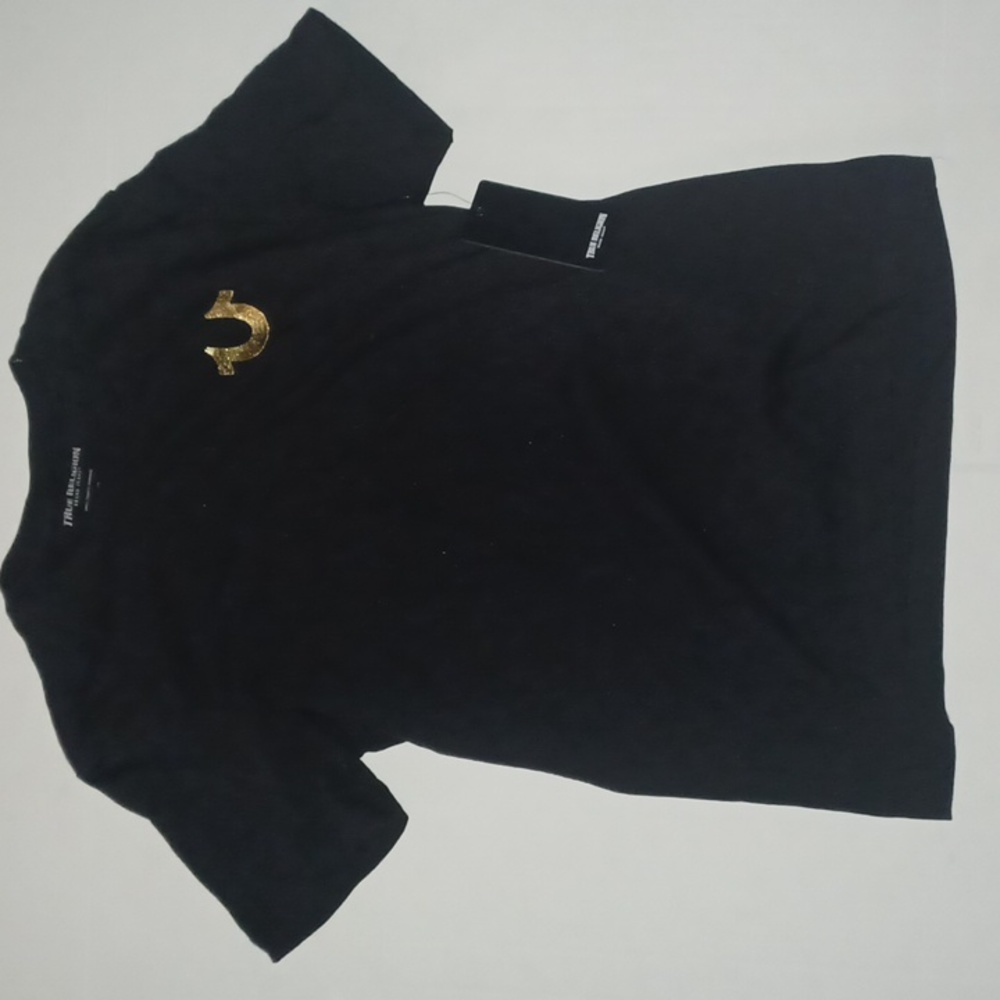 True Religion Metallic Seal T-Shirt Color-Black Size-XXL NWT